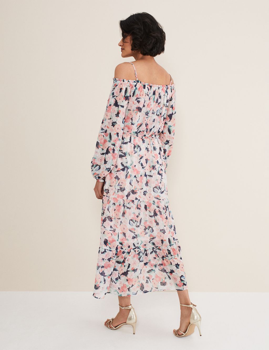 Floral Off The Shoulder Midaxi Tiered Dress 4 of 5