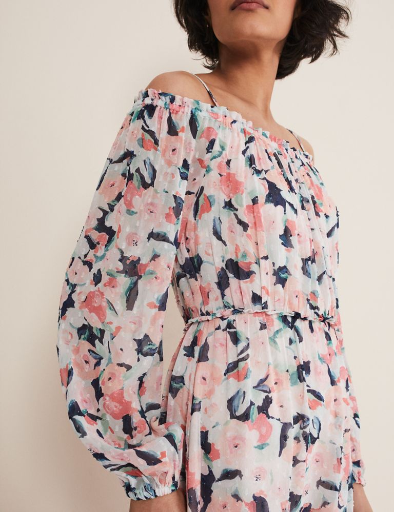 Floral Off The Shoulder Midaxi Tiered Dress 5 of 5
