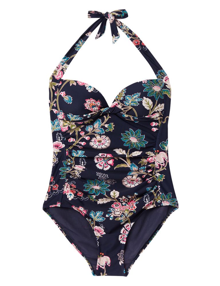 Floral Padded Plunge Halterneck Swimsuit | Joules | M&S