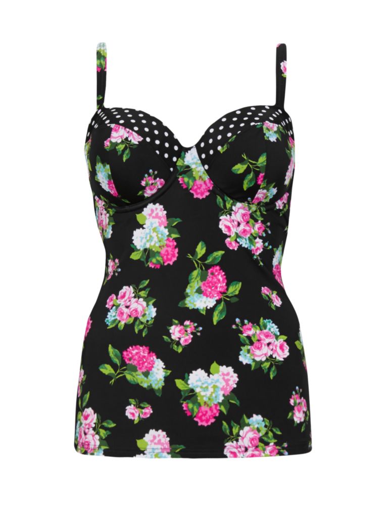 Floral Padded Underwired Tankini Top DD-G 2 of 2