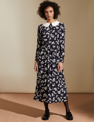 peter-pan collar midi dress