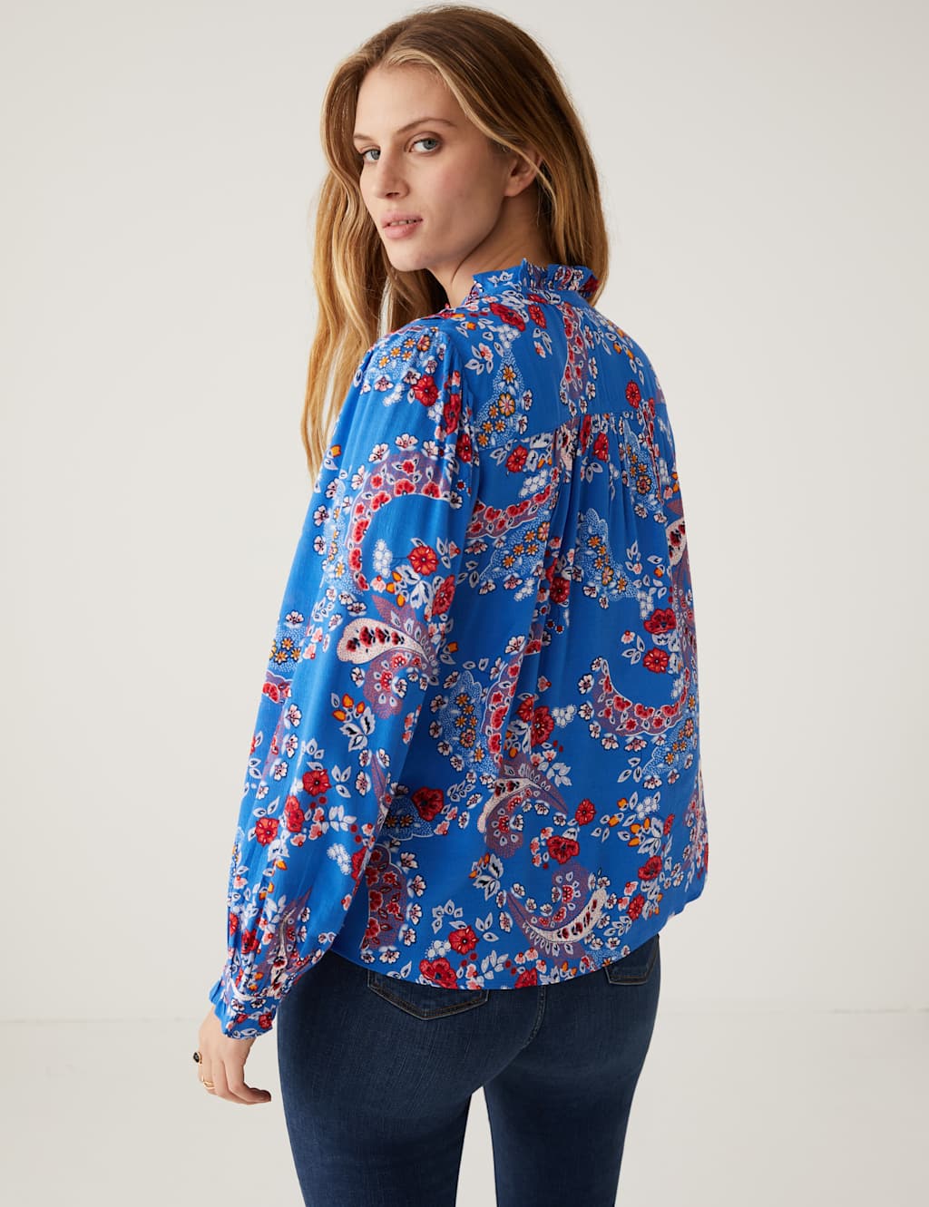 Floral Pintuck Long Sleeve Blouse 6 of 6