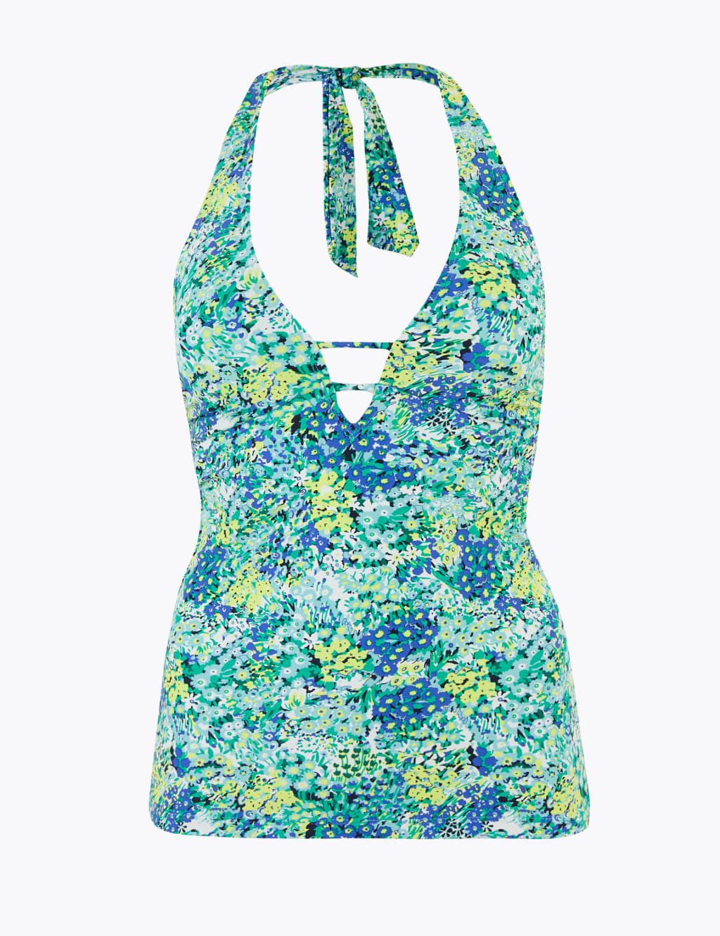 Floral Plunge Halterneck Tankini Top M&S Collection M&S