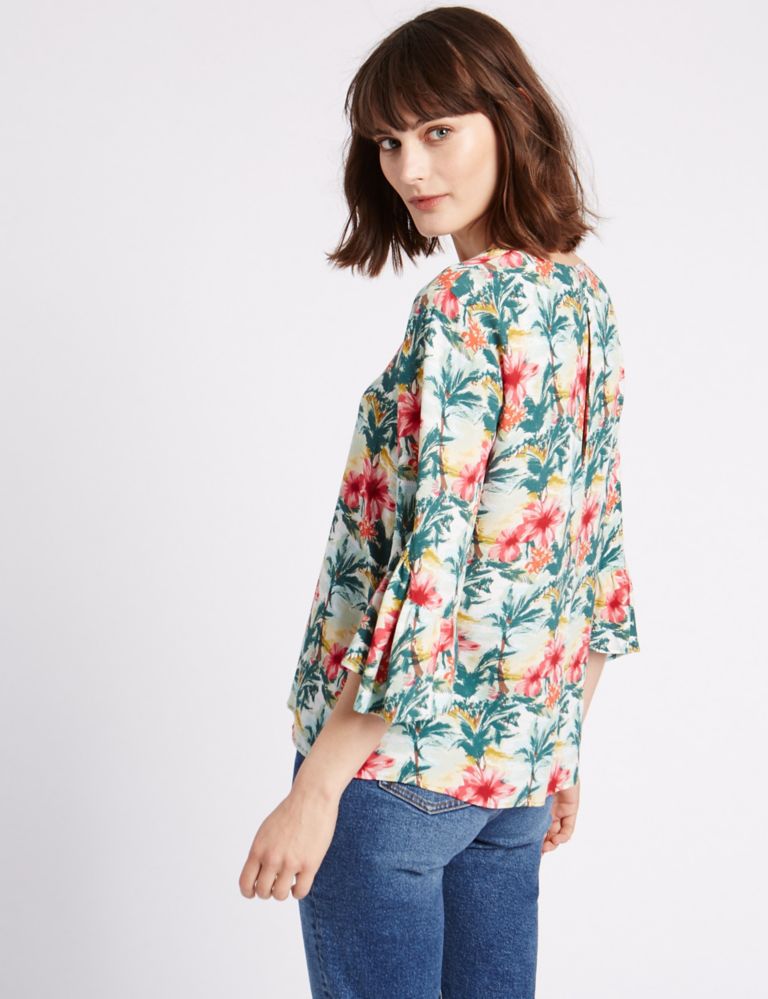 Floral Print 3/4 Sleeve Shell Top 4 of 5