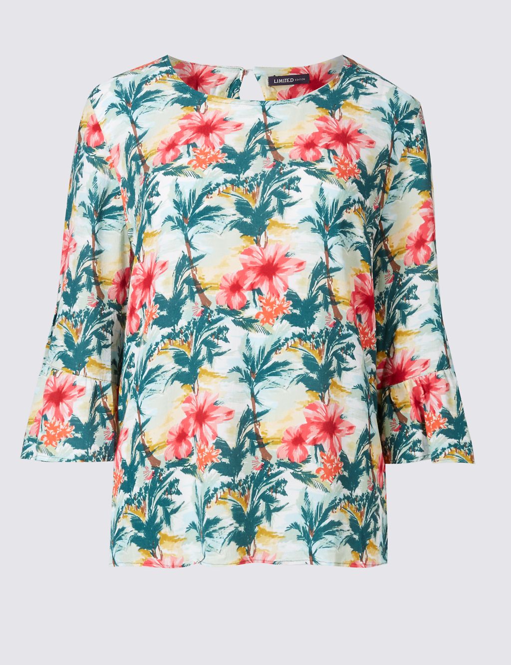 Floral Print 3/4 Sleeve Shell Top 1 of 5