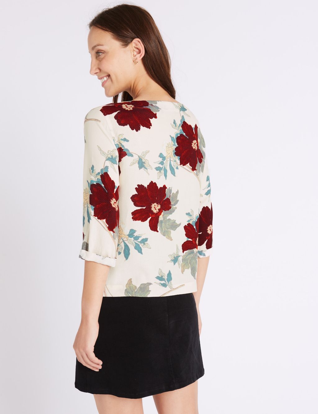 Floral Print 3/4 Sleeve Shell Top 4 of 5