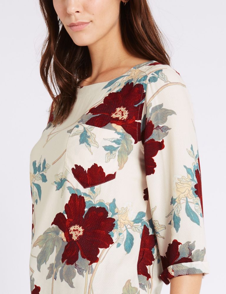 Floral Print 3/4 Sleeve Shell Top 5 of 5