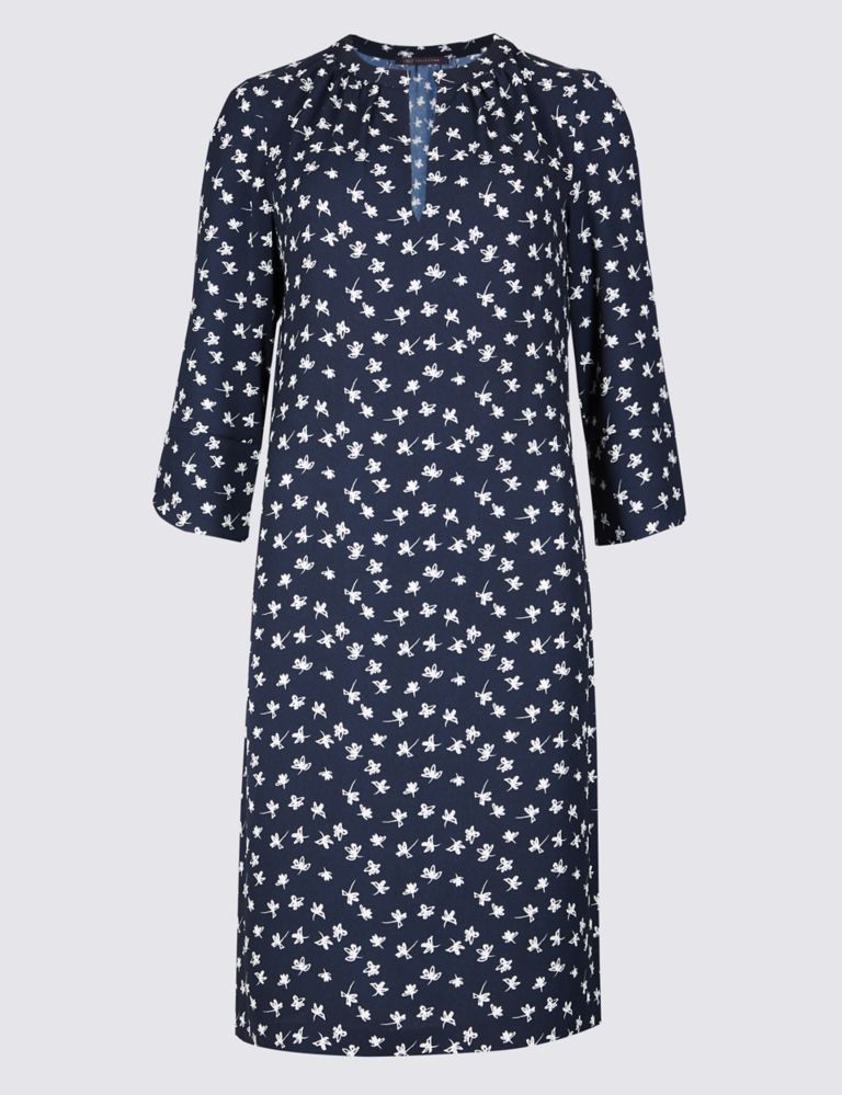 Floral Print 3/4 Sleeve Shift Dress 3 of 5