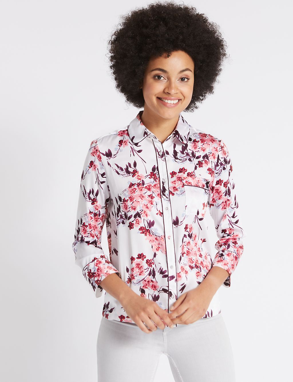 Floral Print 3/4 Sleeve Shirt 3 of 4