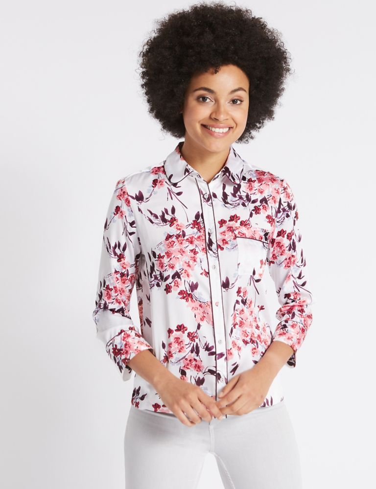 Floral Print 3/4 Sleeve Shirt 1 of 4