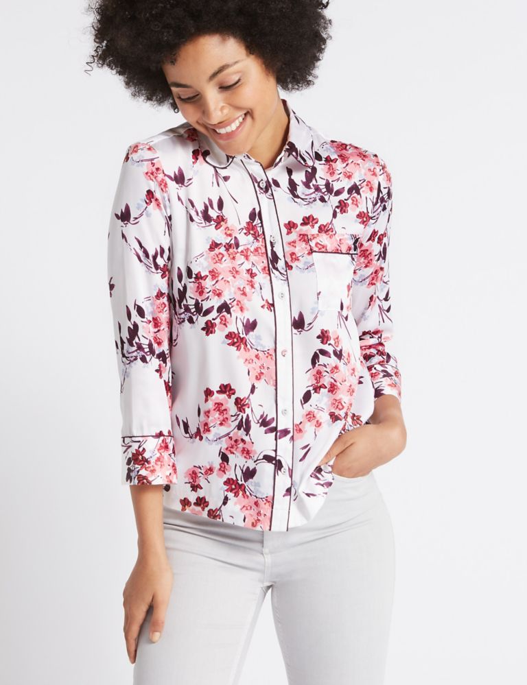 Floral Print 3/4 Sleeve Shirt 3 of 4