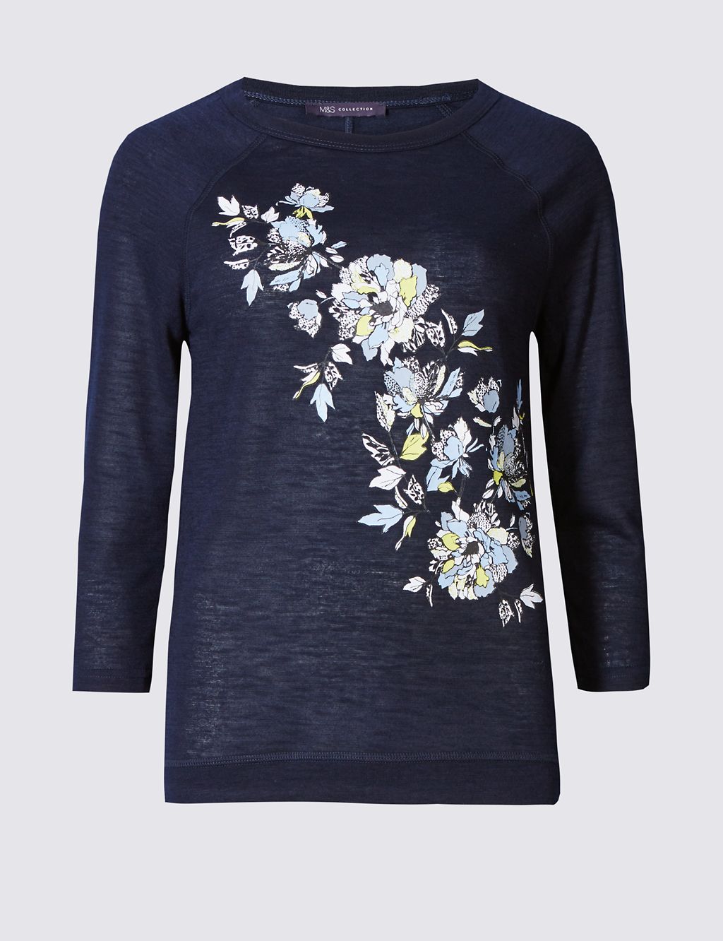 Floral Print 3/4 Sleeve T-Shirt 1 of 4