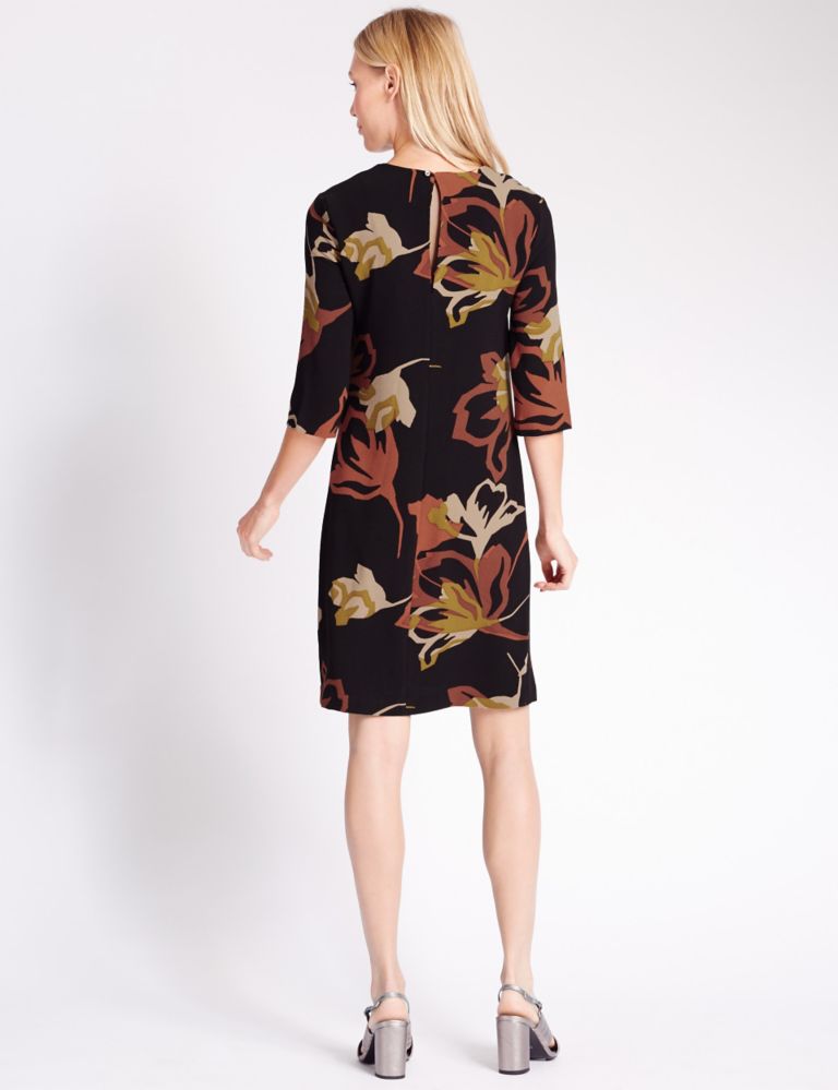 Floral Print 3/4 Sleeve Tunic Dress 3 of 4