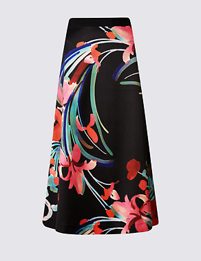 Floral Print A-Line Midi Skirt Image 2 of 5