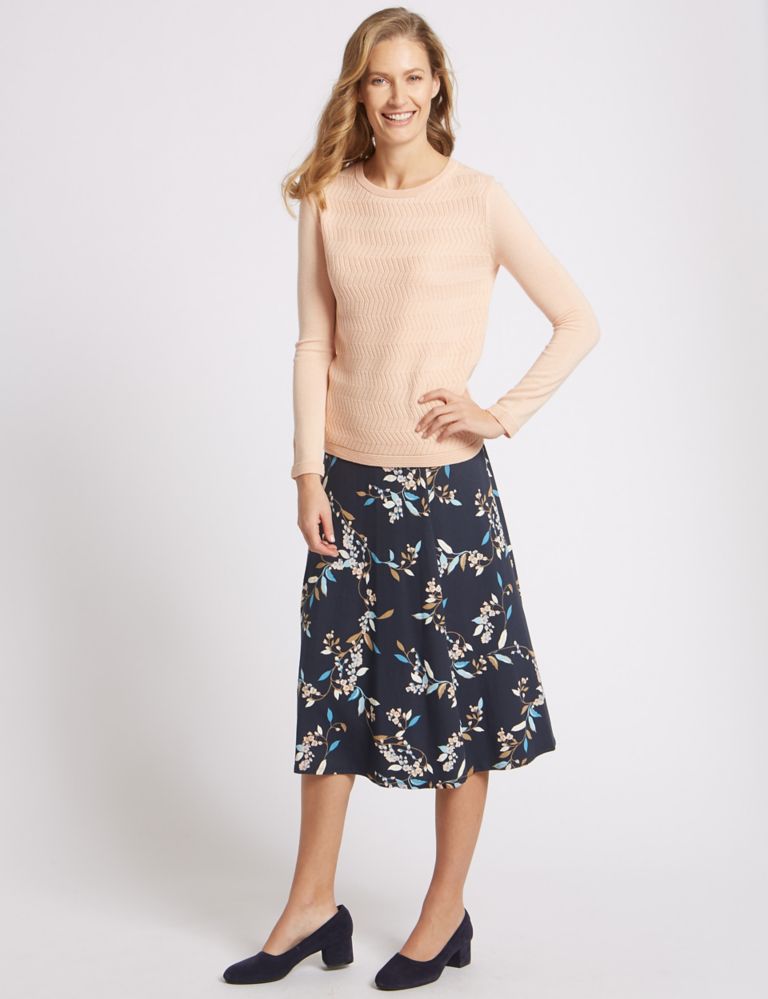 Floral Print A-Line Midi Skirt 1 of 5