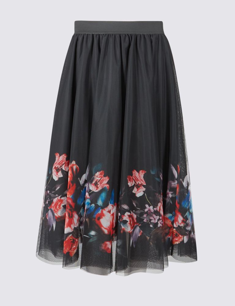 Floral Print A-Line Midi Skirt 2 of 5