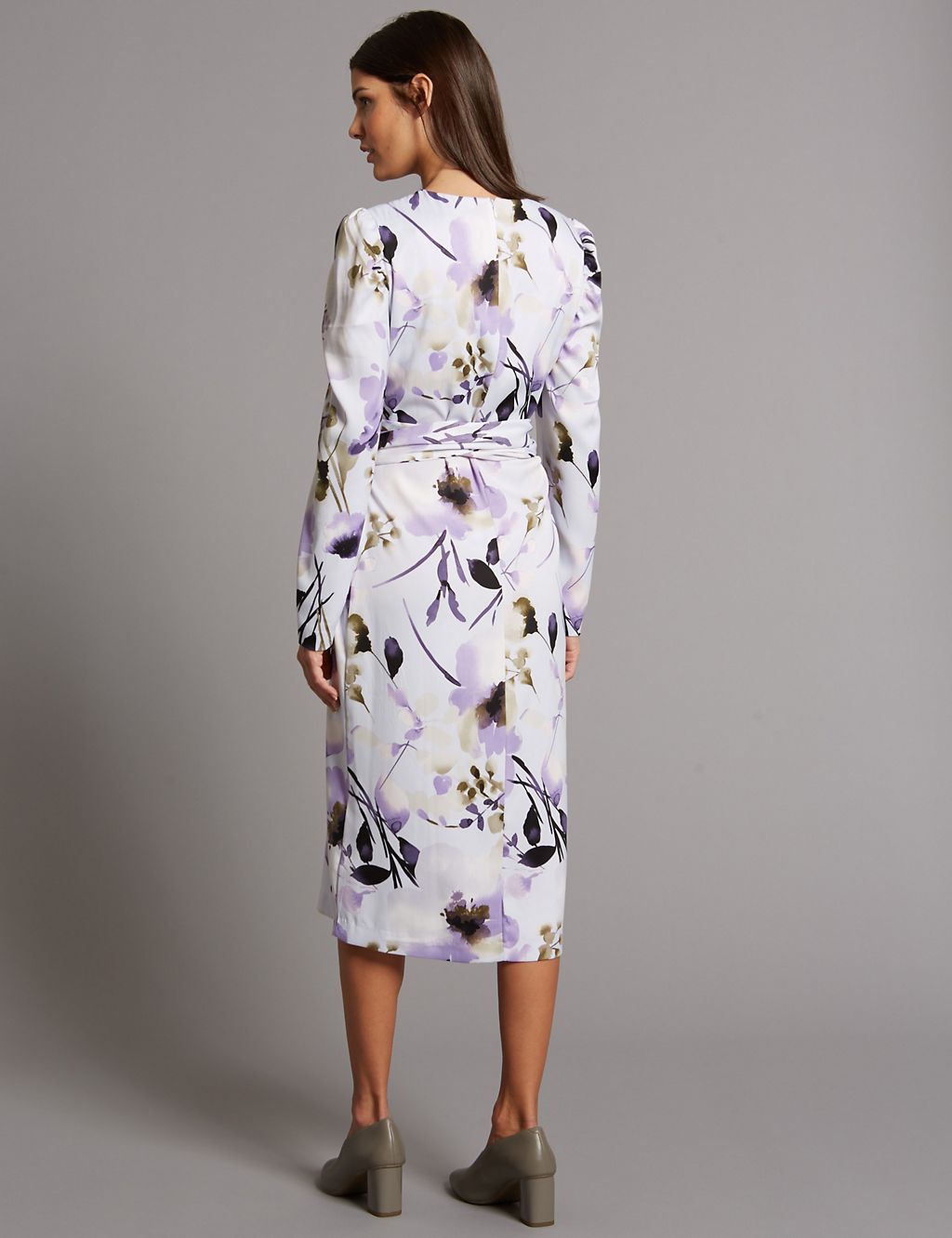 Floral Print Belted Tunic Midi Dress 4 of 5