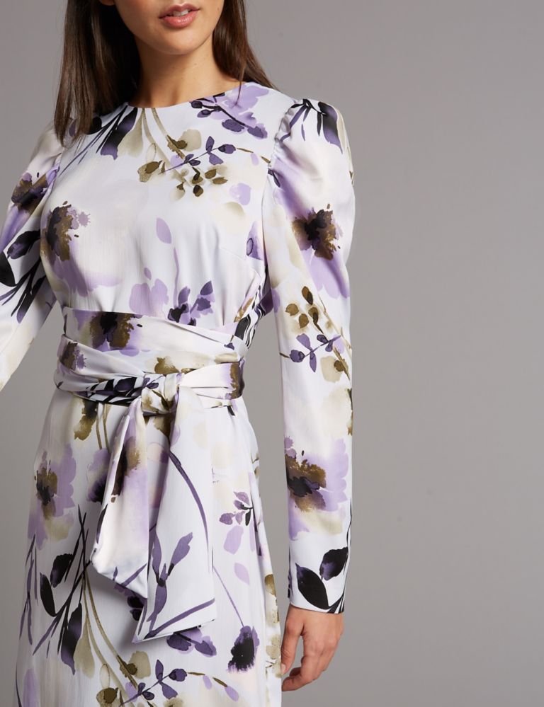 Floral Print Belted Tunic Midi Dress 5 of 5