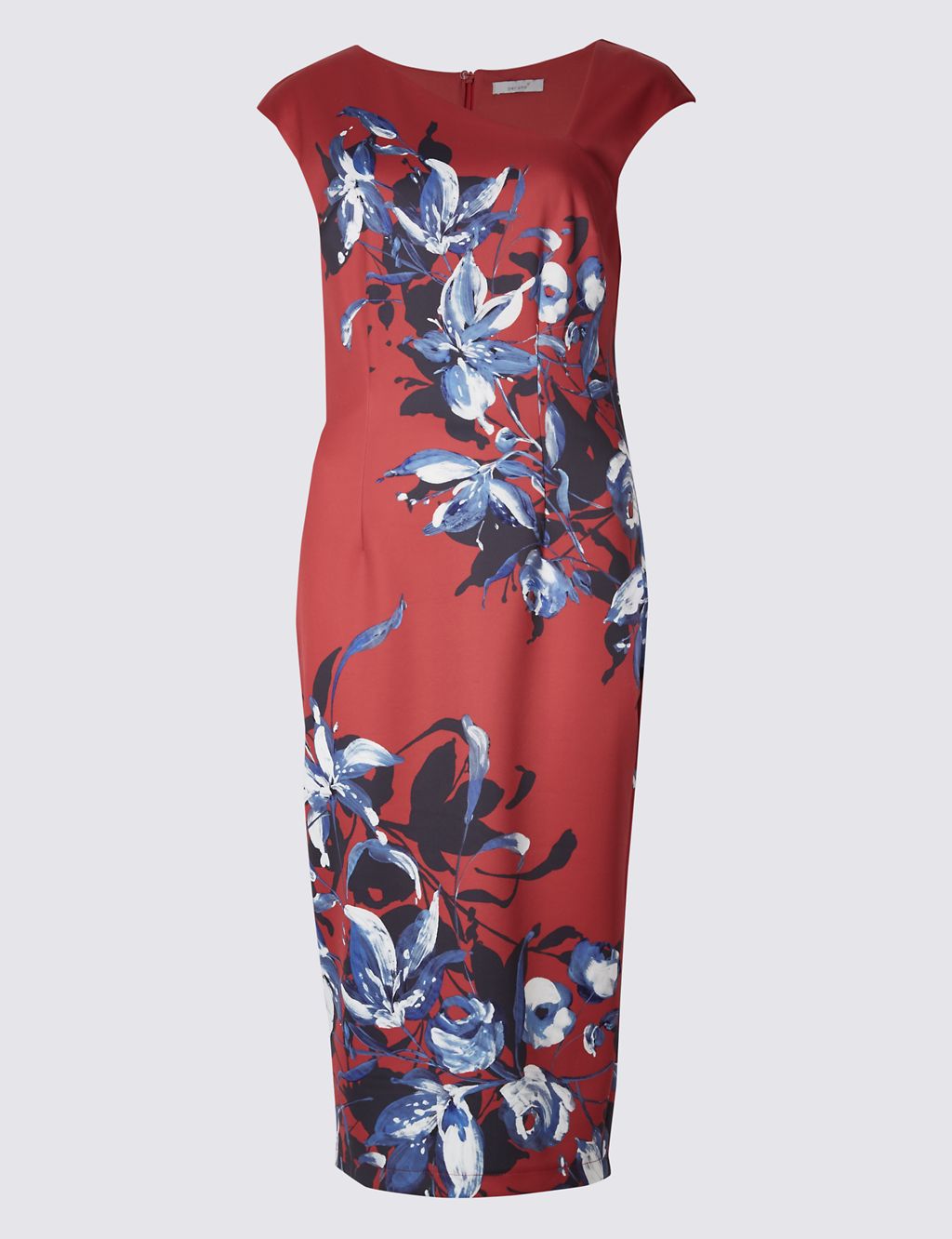 Floral Print Cap Sleeve Bodycon Midi Dress 1 of 5