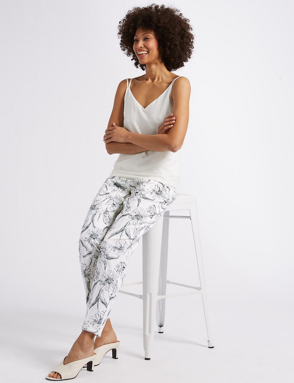 Floral Print Crepe Tapered Leg Trousers 2 of 6