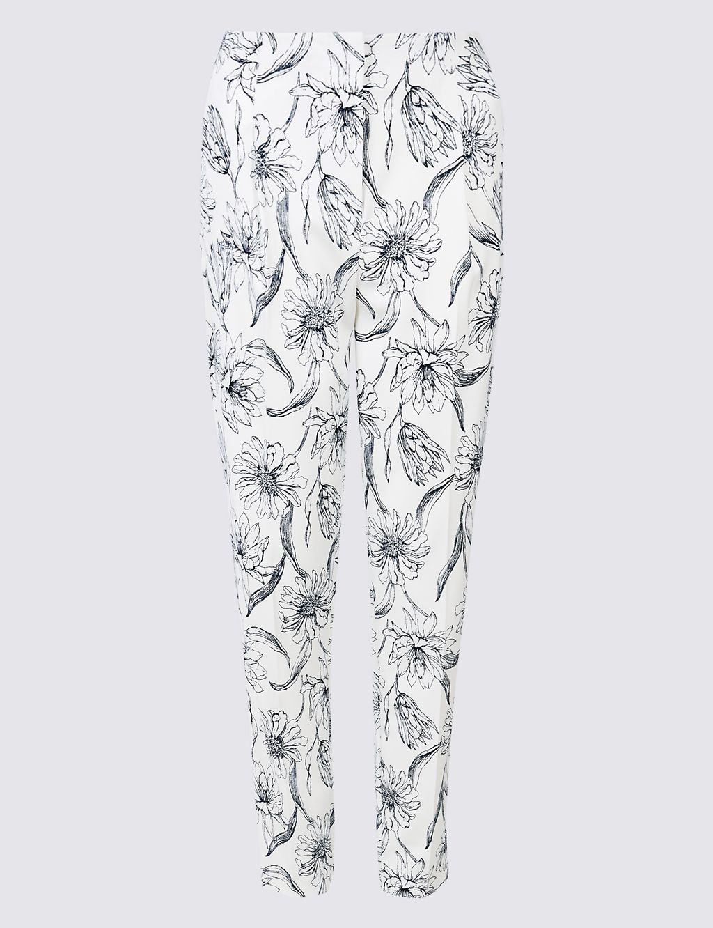 Floral Print Crepe Tapered Leg Trousers 1 of 6