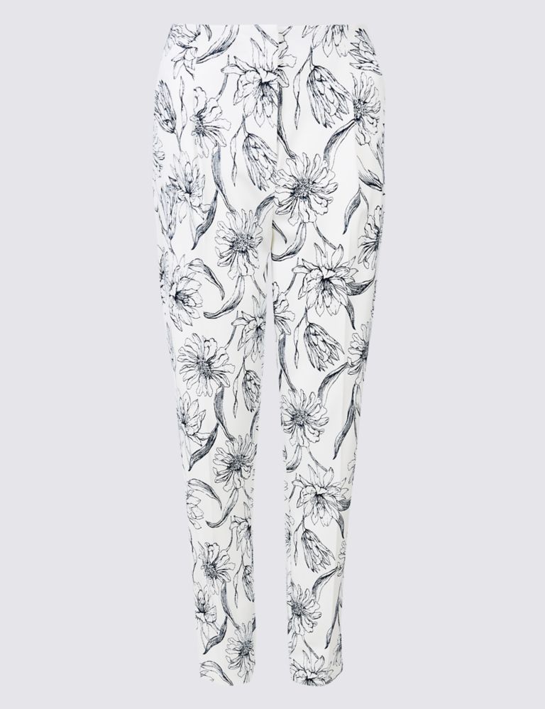Floral Print Crepe Tapered Leg Trousers 2 of 6