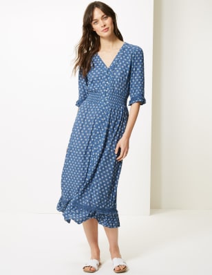 m&s waisted midi dress