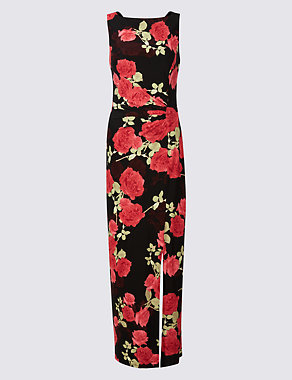 Floral Print Drape Waist Maxi Dress Image 2 of 5