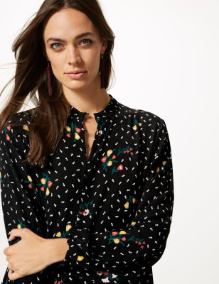 marks and spencer black floral dress