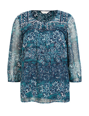 Floral Print Embroidered Blouse Image 2 of 4