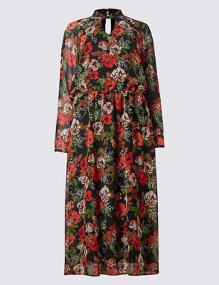 Floral Print Fit & Flare Dress Image 2 of 4