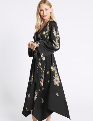 Flute sleeve midi outlet dress