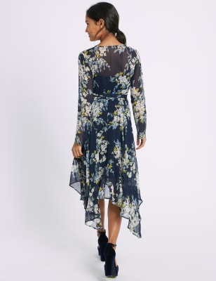 Floral Print Hanky Hem Midi Dress M S Collection M S