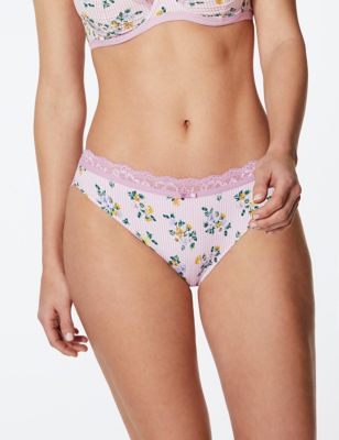 Floral Print High Leg Knickers, M&S Collection