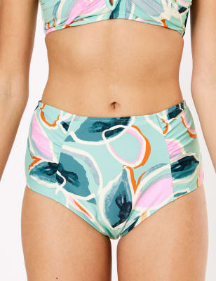 aqua high waisted bikini bottoms