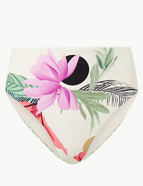 Floral Print High Waisted Bikini Bottoms Image 2 of 4