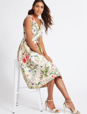 Floral Print Jacquard Dress