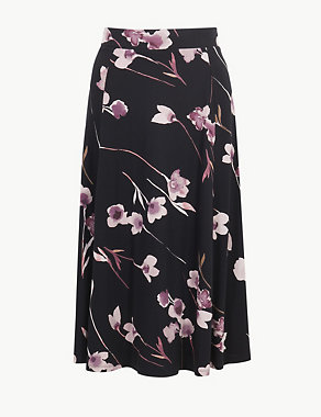 Floral Print Jersey A-Line Skirt Image 2 of 4