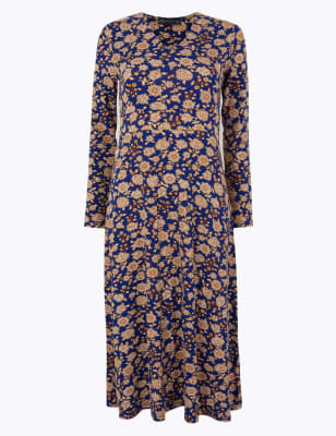 New M/&S PER UNA Pure Cotton Paisley Floral Fit /& Flare Dress Sz UK 12