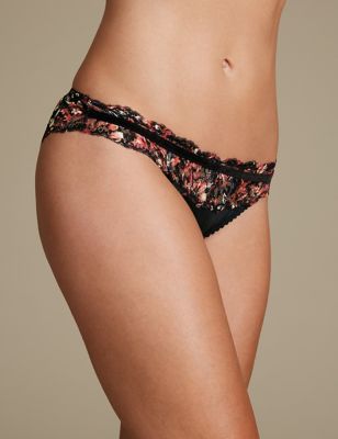 Floral Print Lace Brazilian knickers Image 1 of 2