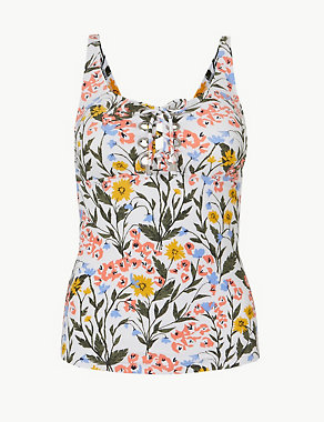 Floral Print Lace-up Tankini Top Image 2 of 4