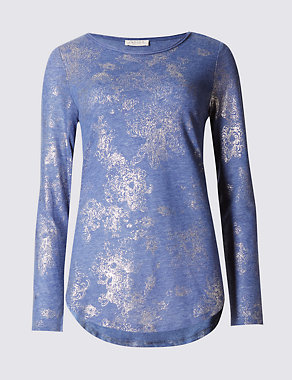 Floral Print Long Sleeve Jersey Top Image 2 of 4