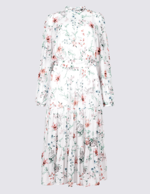 Midi white clearance floral dress