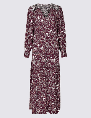 Floral Print Long Sleeve Shirt Maxi Dress Image 2 of 6
