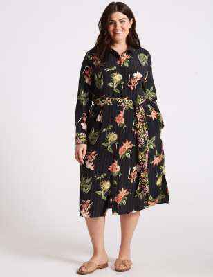 Midi long hotsell sleeve shirt dress