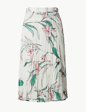 Floral Print Midi A-Line Skirt Image 2 of 4