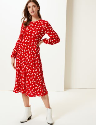 m&s floral midi dress