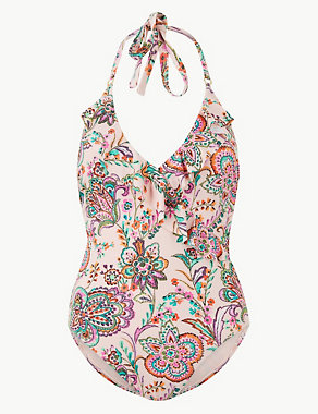 Floral Print Non-Wired Plunge Swimsuit Image 2 of 4