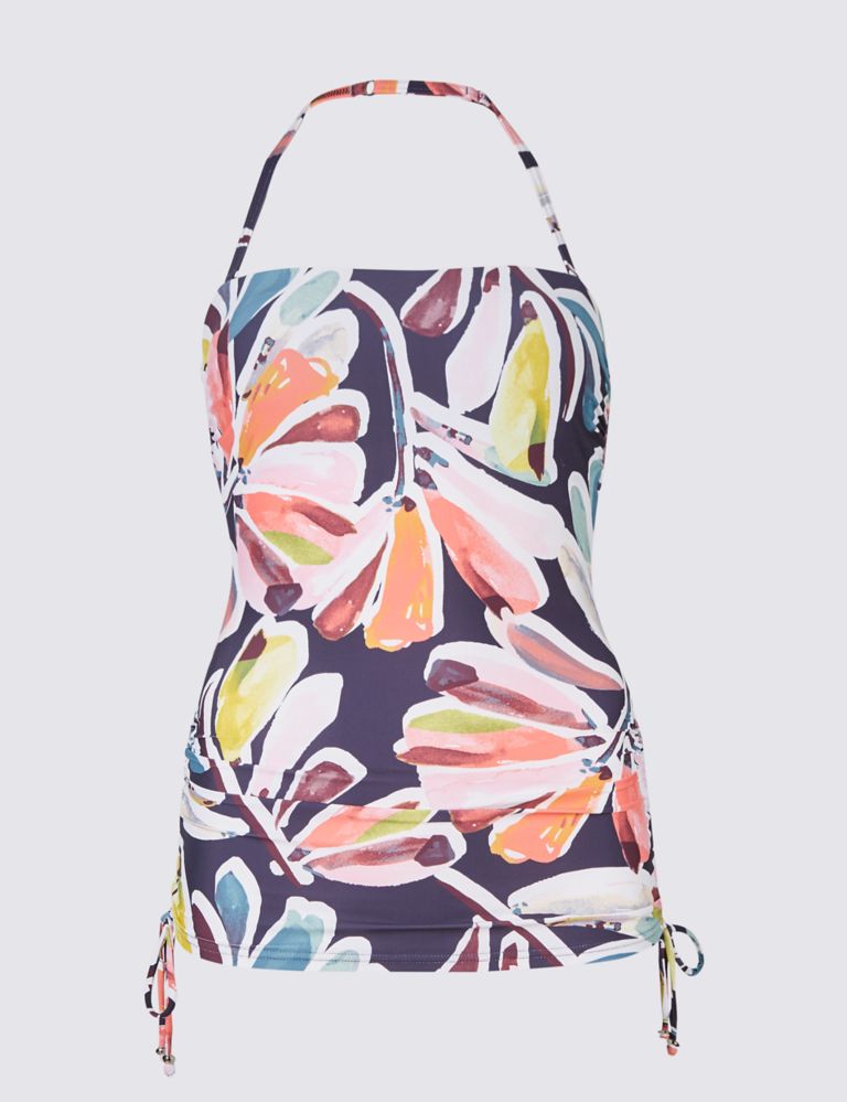 Floral Print Padded Bandeau Tankini Top 2 of 5