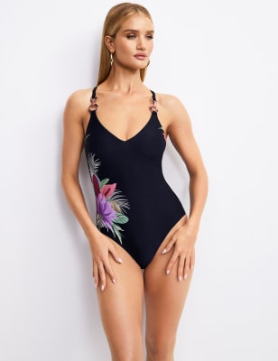 Floral Print Padded Plunge Swimsuit